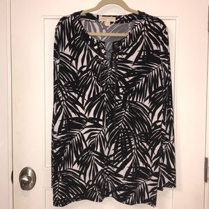 Michael Kors palm print long sleeve top